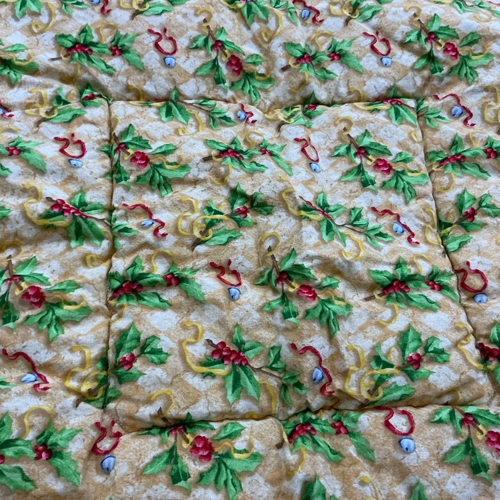 Vintage Christmas Teddy Bear Patchwork Quilt Throw Blanket Love Joy Peace 33x33